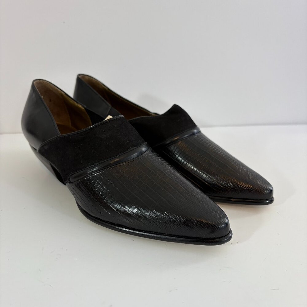 Vintage 90s Hunt Club Erma Black Leather Loafer Shoes Womens 6